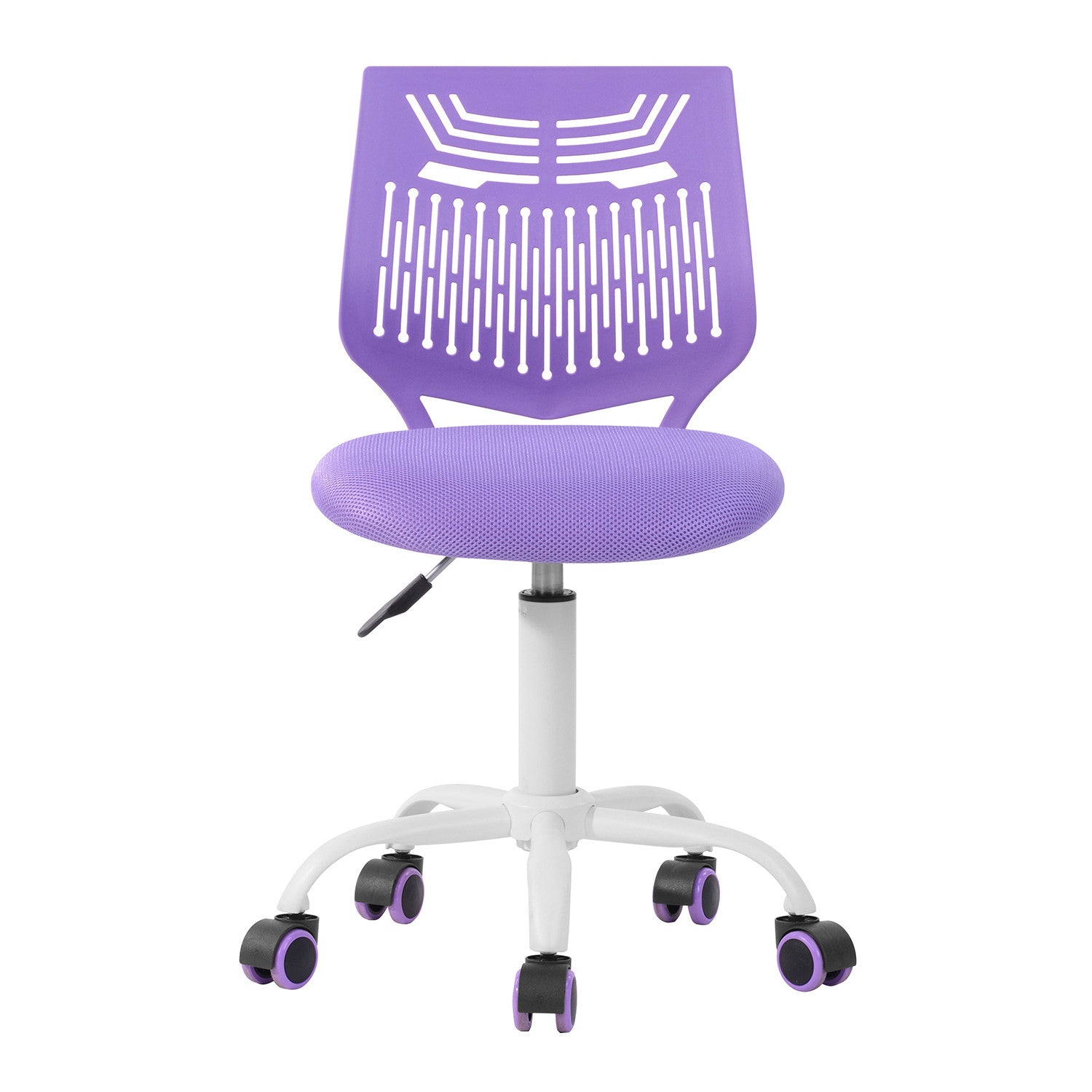 Purple and White Adjustable Height Swivel Rolling Office Chair