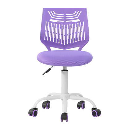 Purple and White Adjustable Height Swivel Rolling Office Chair