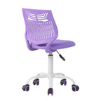Purple and White Adjustable Height Swivel Rolling Office Chair