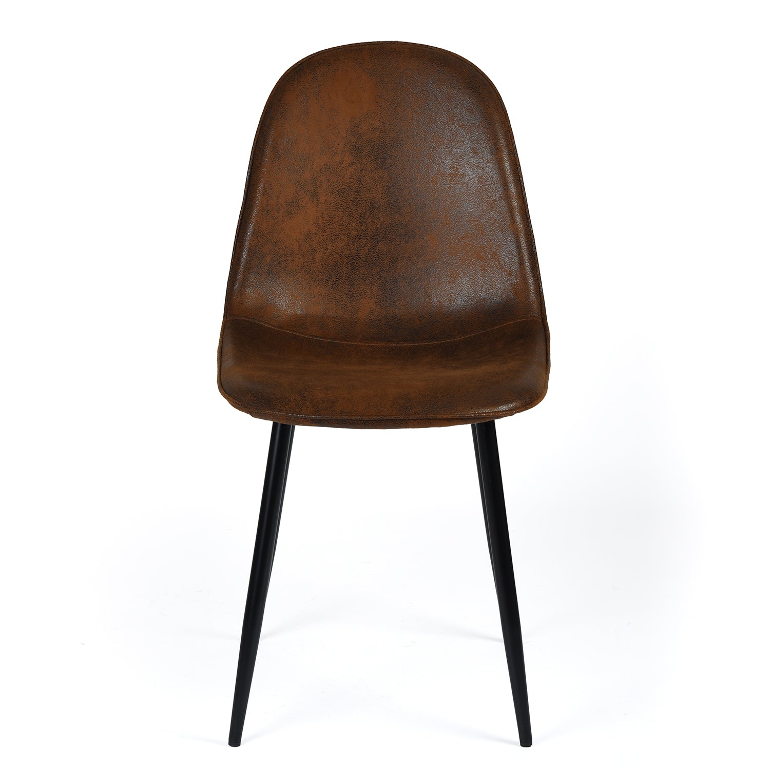 Set of Four Espresso and Black Faux Suede and Steel Dining Side Chairs