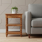 28" Brown Solid Wood and Wood End Table With Drawer And Shelf