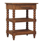 28" Brown Solid Wood and Wood End Table With Drawer And Shelf
