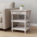 28" Brown Solid Wood and Wood End Table With Drawer And Shelf