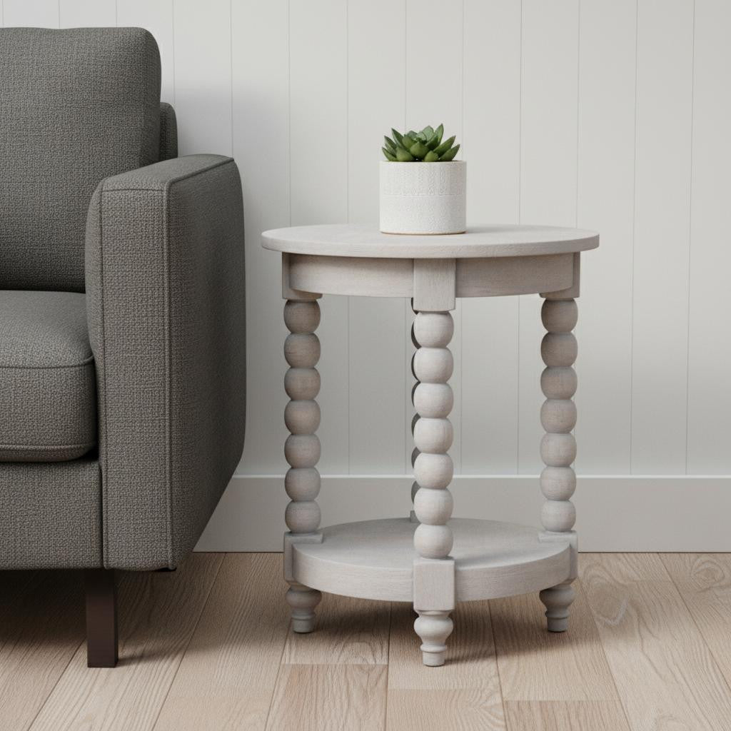 22" Brown Solid Wood and Wood End Table