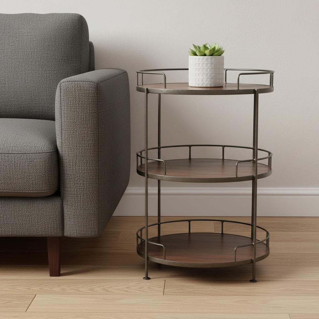 35" Brown Solid Wood and Wood End Table With Drawer And Shelf