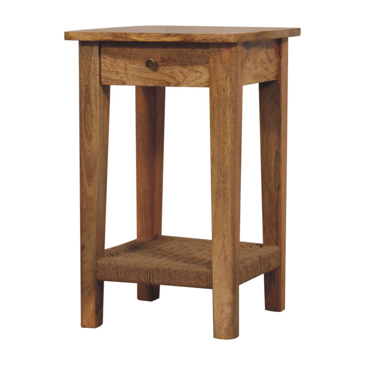 24" Brown Solid Wood and Wood End Table With Drawer And Shelf