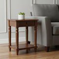 24" Brown Solid Wood and Wood End Table With Drawer And Shelf