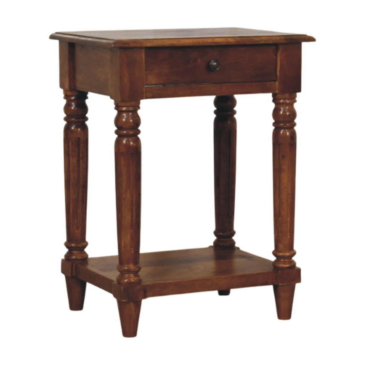 24" Brown Solid Wood and Wood End Table With Drawer And Shelf