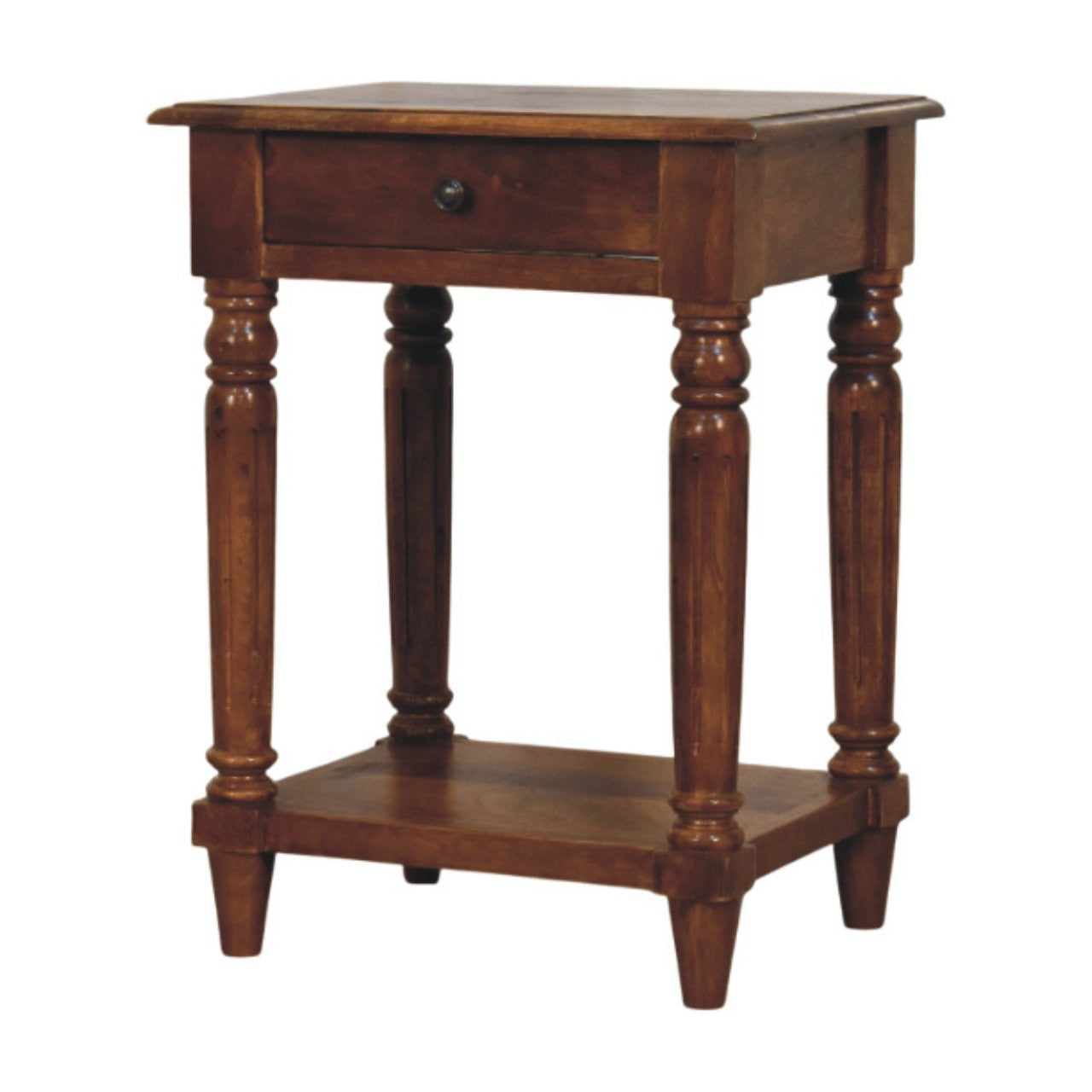 24" Brown Solid Wood and Wood End Table With Drawer And Shelf
