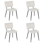 Set of Four Beige and Black Fabric and Steel Dining Side Chairs