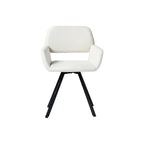 Set of Two Beige and Black Fabric and Steel Dining Arm Chairs