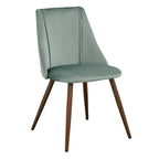 Set of Two Green and Brown Velvet and Steel Dining Side Chairs