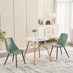 Set of Two Green and Brown Velvet and Steel Dining Side Chairs