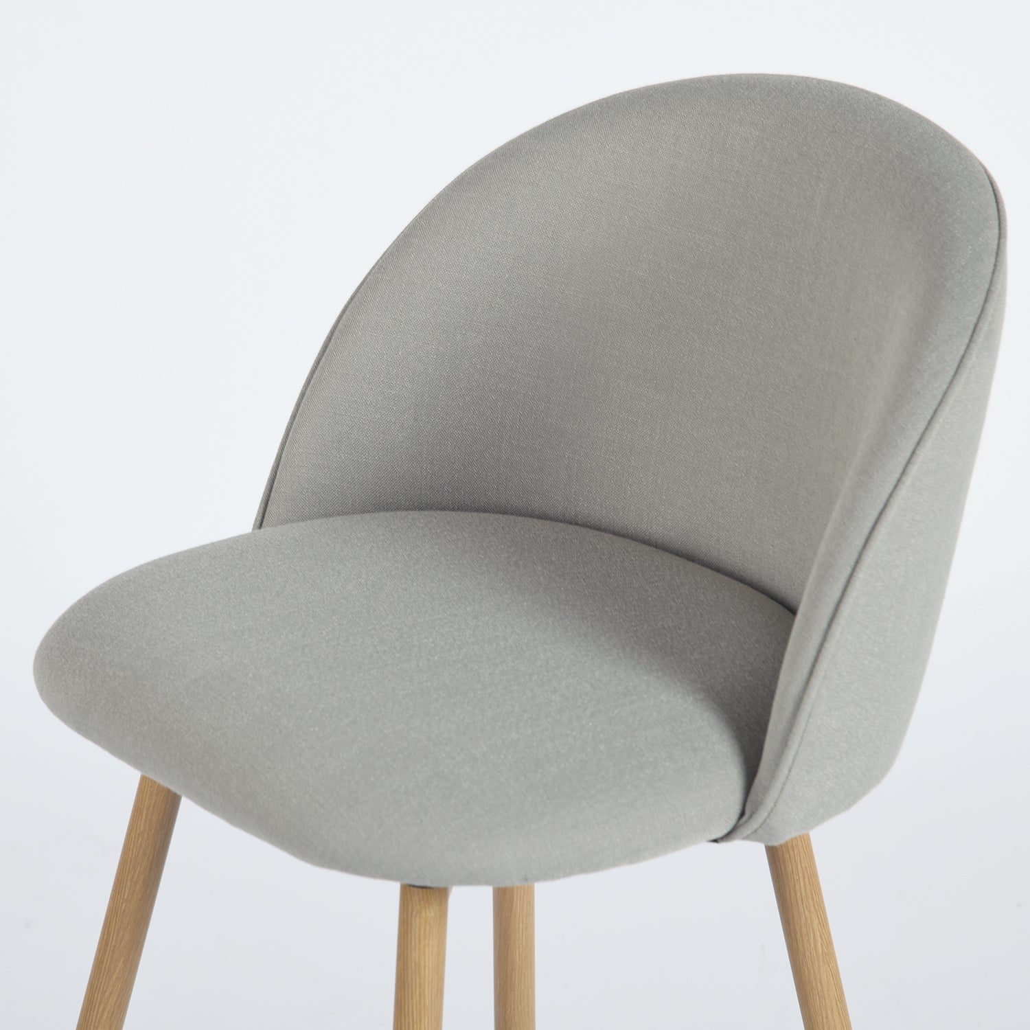 Set of Two 27" Gray and Oak Fabric and Metal Low Back Counter Height Swivel Bar Chairs