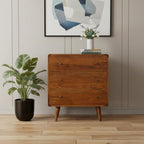 28" Brown Solid Wood Three Drawer Sideboard