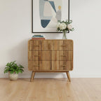 28" Brown Solid Wood Three Drawer Sideboard