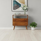 28" Brown Solid Wood Two Drawer Sideboard