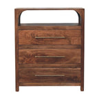 30" Brown Solid Wood Two Drawer Sideboard