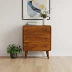 22" Brown Solid Wood Three Drawer Sideboard