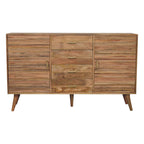 59" Brown Solid Wood Six Drawer Sideboard