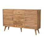 59" Brown Solid Wood Six Drawer Sideboard