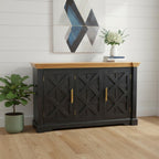 59" Brown Solid Wood Two Drawer Sideboard