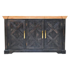 59" Brown Solid Wood Two Drawer Sideboard