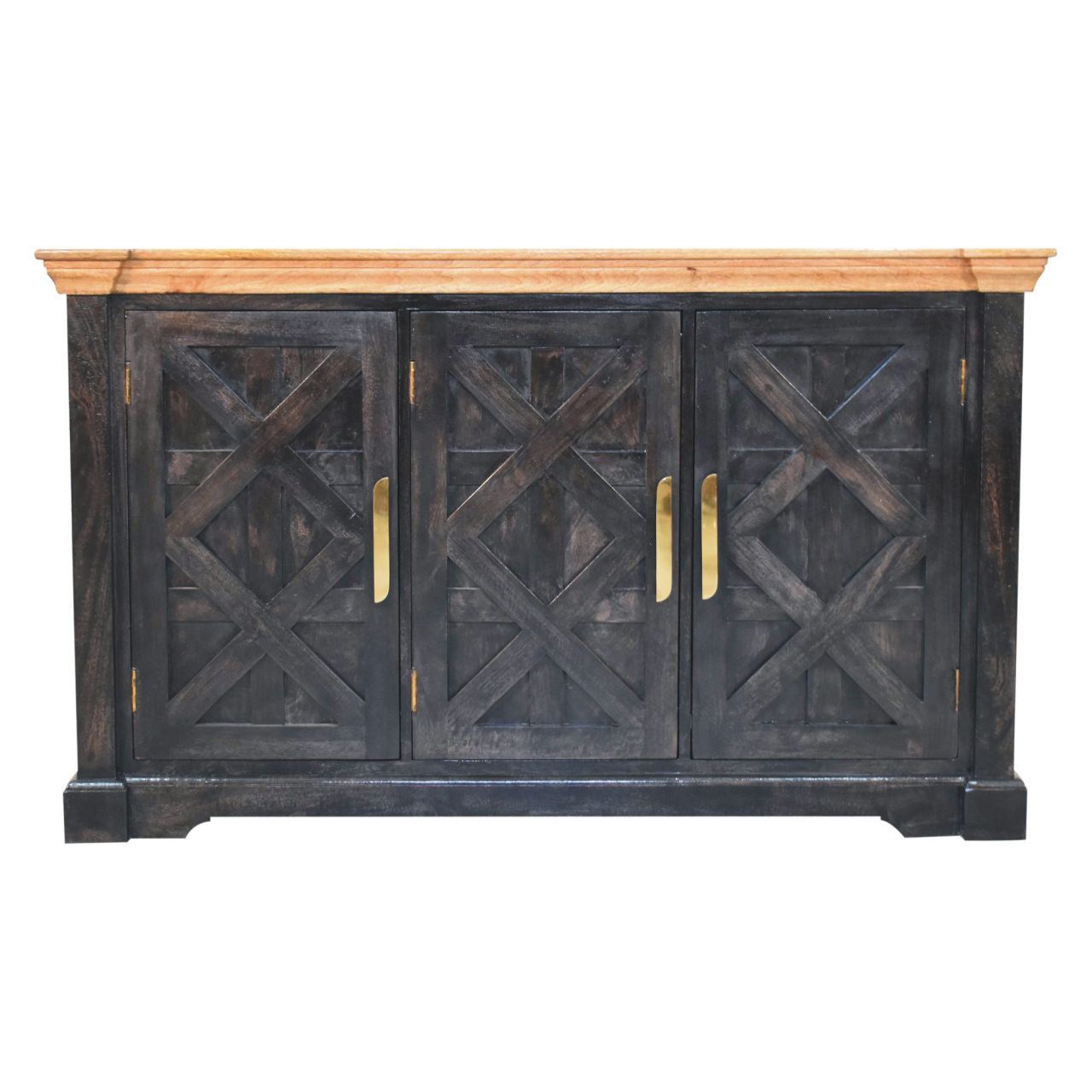 59" Brown Solid Wood Two Drawer Sideboard