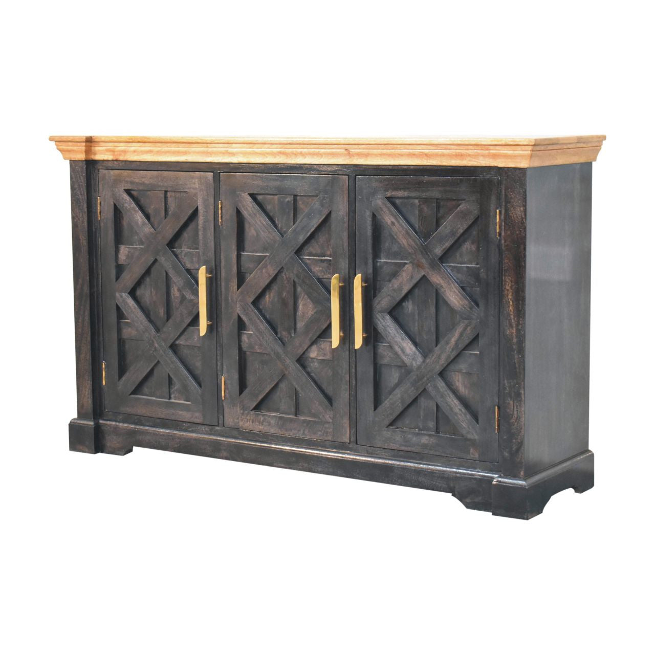 59" Brown Solid Wood Two Drawer Sideboard