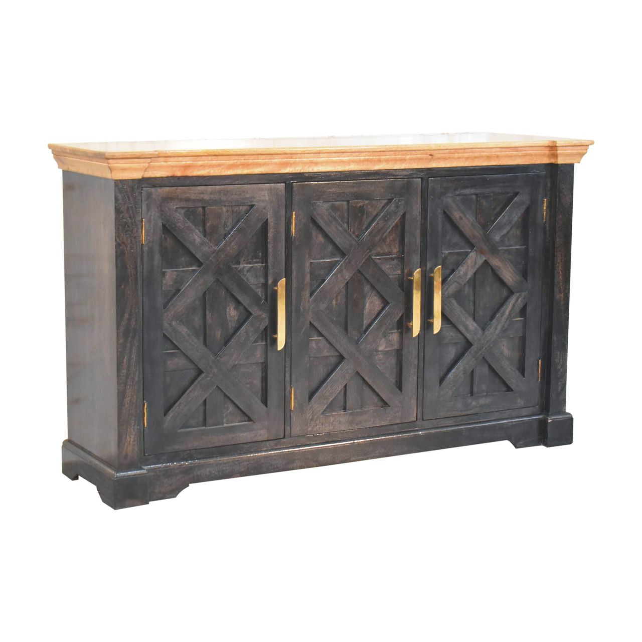 59" Brown Solid Wood Two Drawer Sideboard