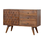 35" Brown Solid Wood Four Drawer Sideboard