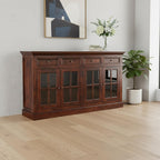 65" Brown Solid Wood Six Drawer Sideboard