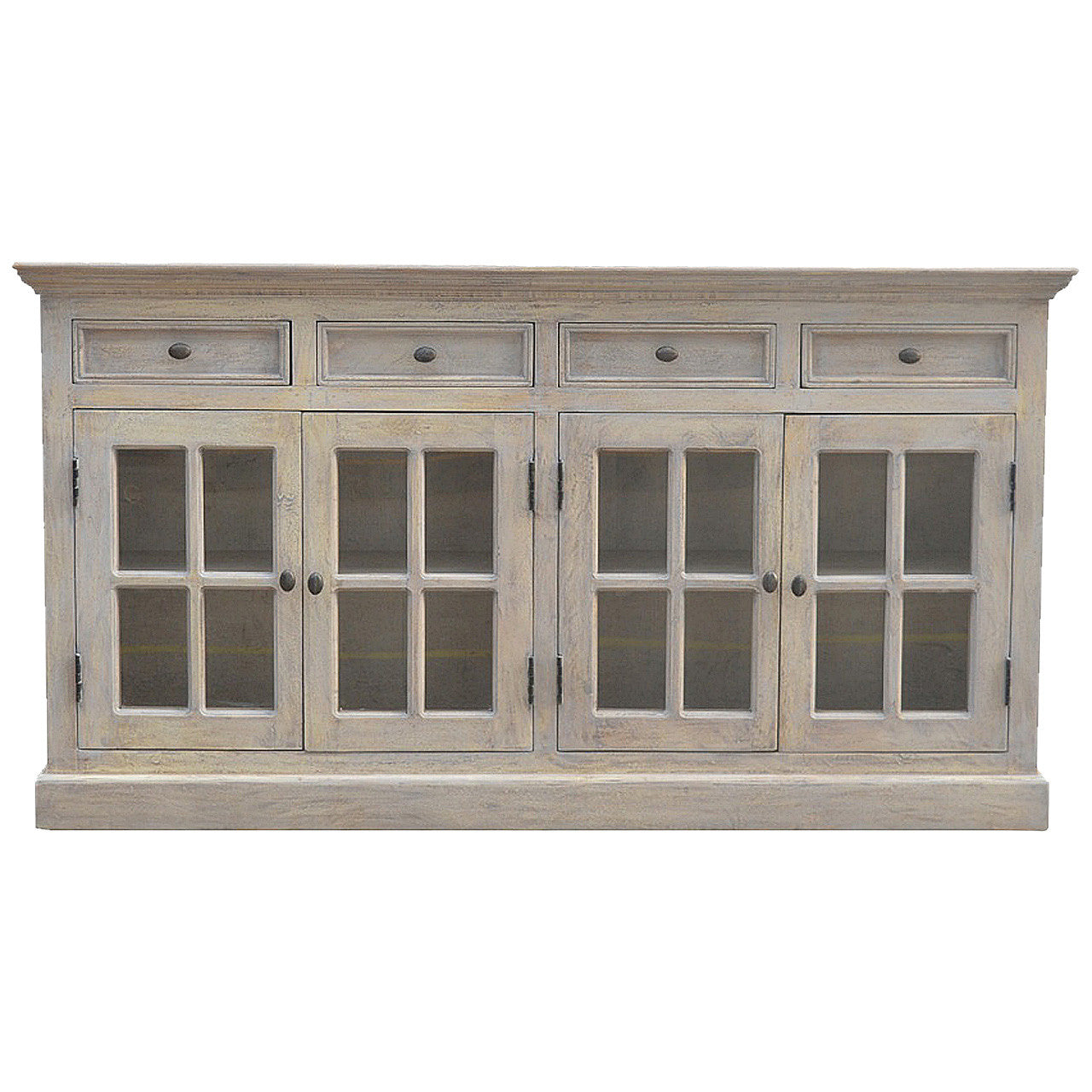 65" Brown Solid Wood Four Drawer Sideboard