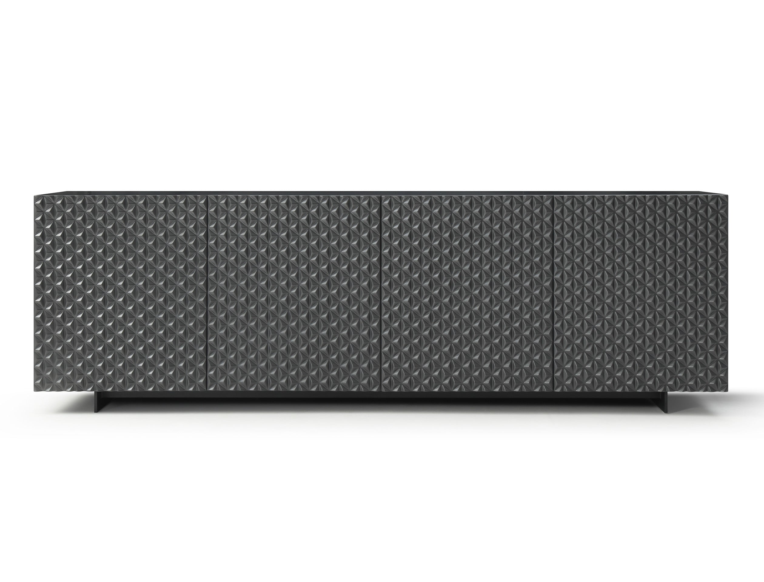 94" Dark Gray Wood Sideboard Soft Close with Four Doors