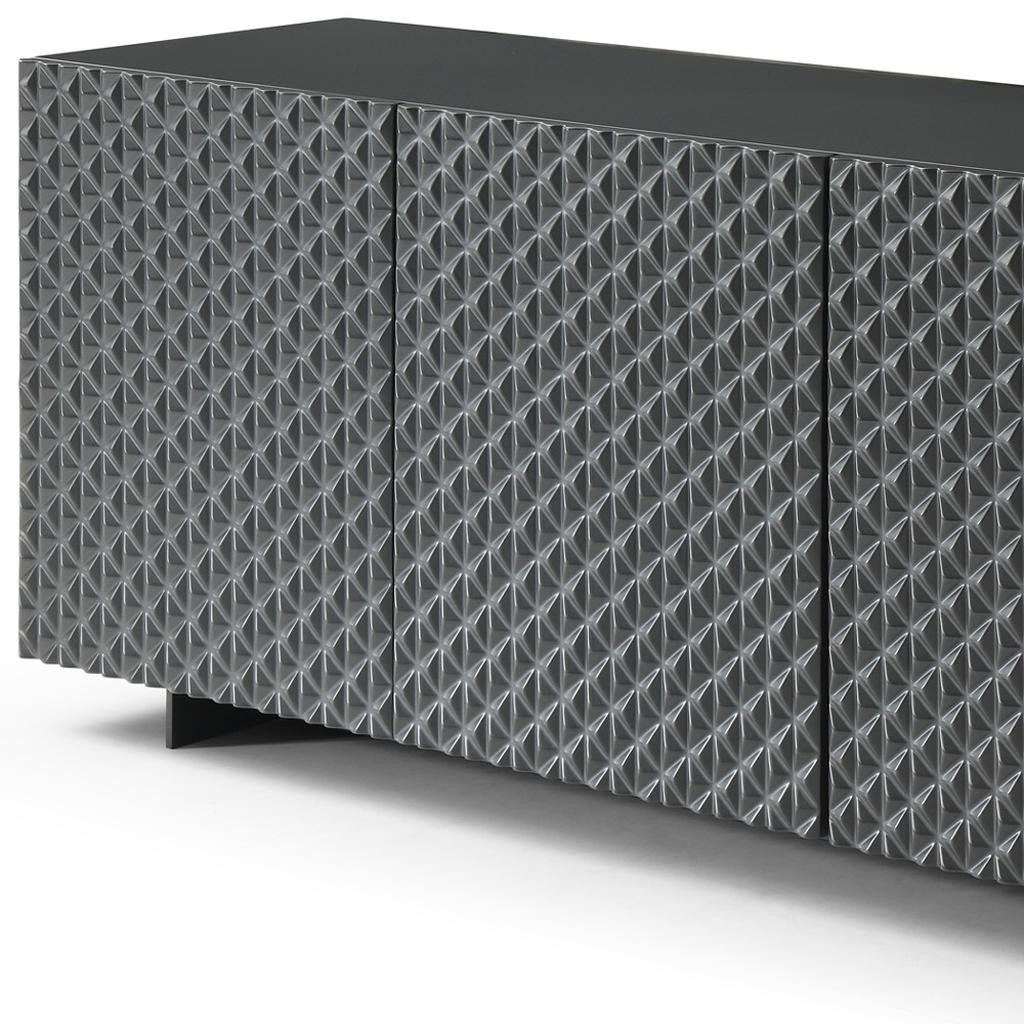 94" Dark Gray Wood Sideboard Soft Close with Four Doors