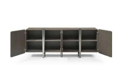 79" Light Gray Wood Sideboard With Four Doors