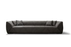 126" Gray Nubuck Leather Wood Sofa
