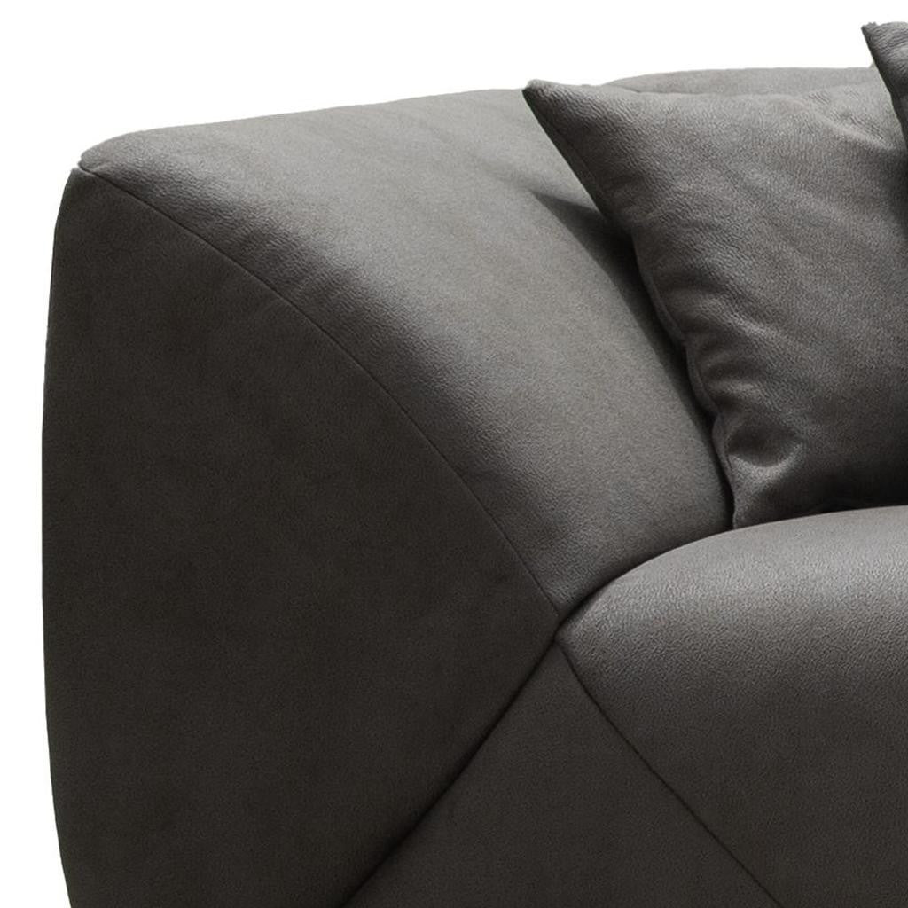 126" Gray Nubuck Leather Wood Sofa