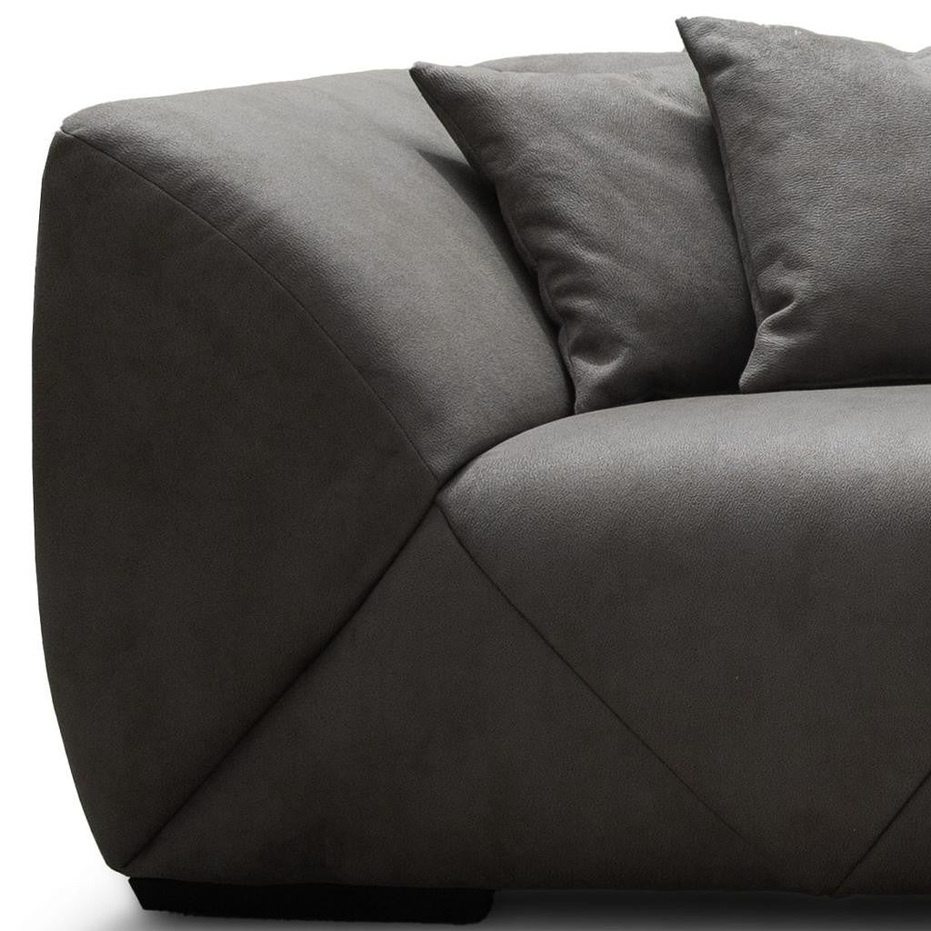 126" Gray Nubuck Leather Wood Sofa