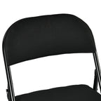 Set of Four Black Faux Leather and Steel Folding Chairs