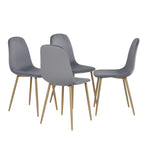 Set of Four Gray and Oak Velvet and Steel Dining Side Chairs