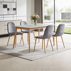 Set of Four Gray and Oak Velvet and Steel Dining Side Chairs