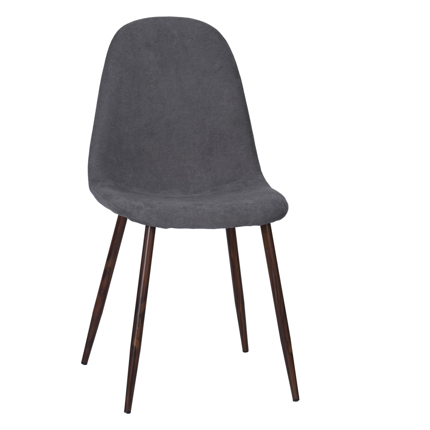 Set of Four Gray and Brown Fabric and Steel Dining Side Chairs