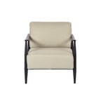 28" Beige and Black Upholstered Cushion and Solid Wood Arm Chair