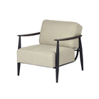 28" Beige and Black Upholstered Cushion and Solid Wood Arm Chair