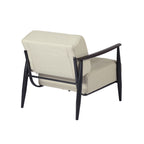 28" Beige and Black Upholstered Cushion and Solid Wood Arm Chair