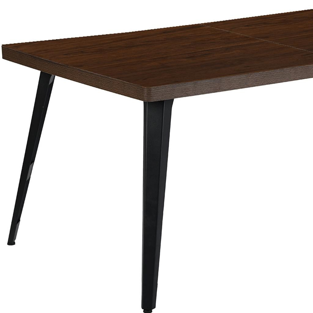 63" Dark Brown and Black Wood and Iron Dining Table