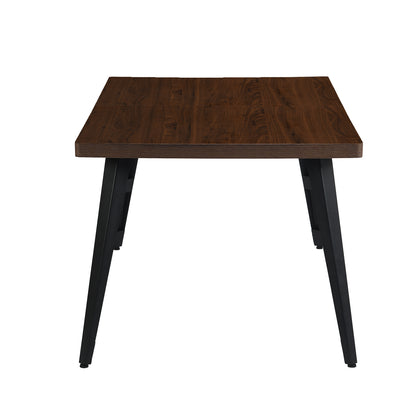 63" Dark Brown and Black Wood and Iron Dining Table