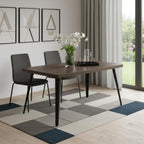 63" Dark Brown and Black Wood and Iron Dining Table