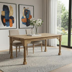 65" Brown Solid Wood Self-Storing Leaf Extendable Dining Table